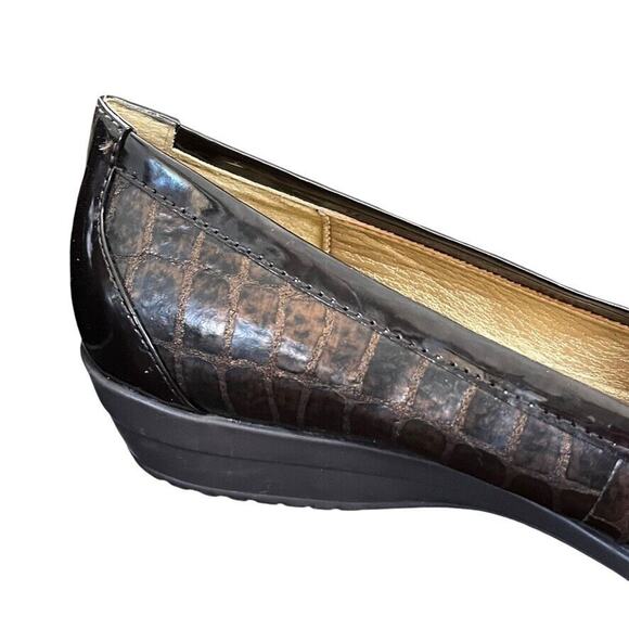 Circa Joan & David Luxe Finton Patent Leather Wedge Square Toe Shoes Loafer 10.5 - Picture 3 of 16